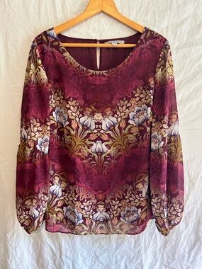 WHIMSIGOTH Burgundy Floral Blouse Plus Size
